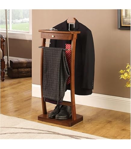 Amazon｜ハンガーラック スーツバレットスタンド 引き出し付 木製